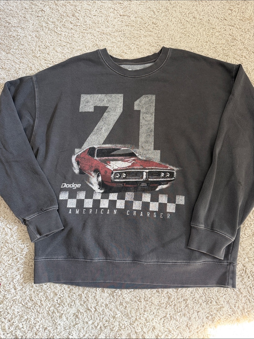 Dodge '71 American Charger Graphic Crewneck Sweatshirt - Black